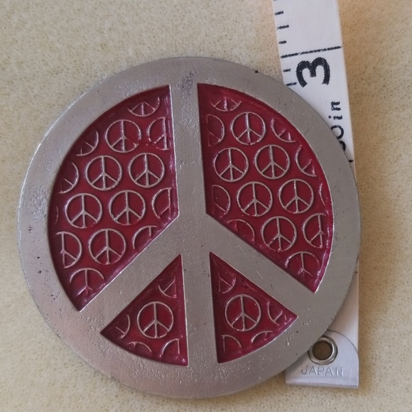 Mobtown Peace Sign Belt Buckle 2006 Red and Silver - Picture 3 of 7